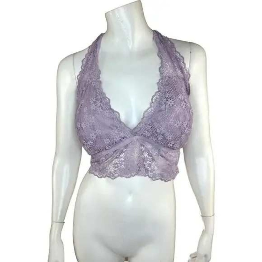 Rue 21 Plus Size 3X Lavender Lace Halter Bralette Crop Top Women 42D 42DD
